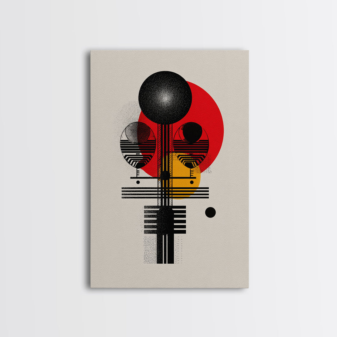 Geometric Afro Abstract Canvas Print, Red Black Gold Modern Wall Decor, African Inspired Minimalist Art, Bold Home Decor
