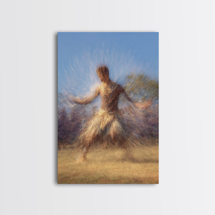 Blurred African Dancer In Grass Skirt, African Wall Art, Afrocentric Canvas Print, Cultural Home Decor, Warrior Dance Gift