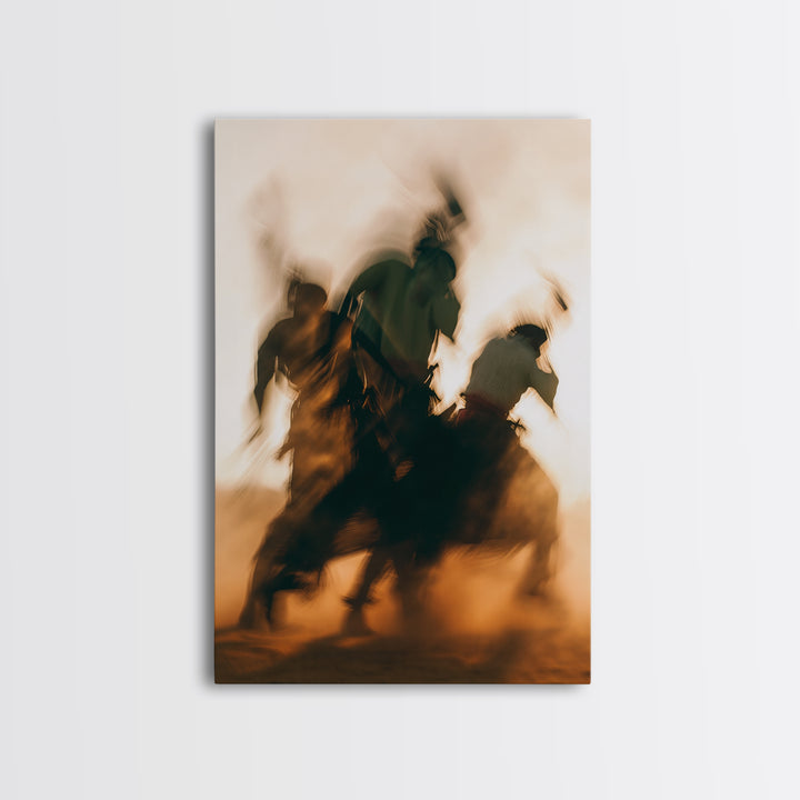 Galloping African Warriors On Horseback, African Warrior Art, Framed Canvas Print, Safari Decor, Cultural Wall Decor Gift