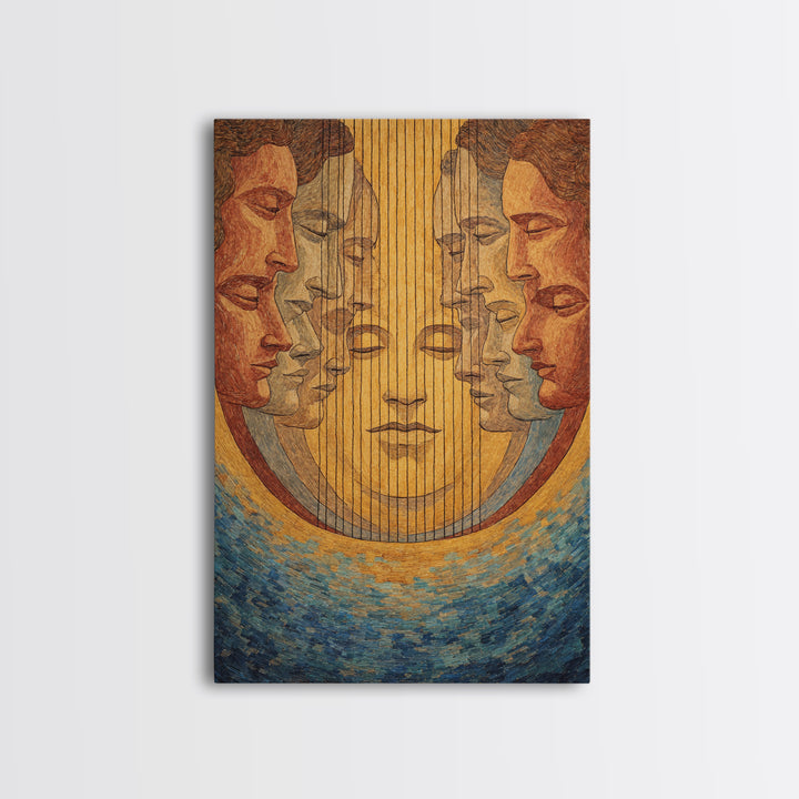 Mirrored African Faces Framed Canvas Print, Surreal Female Portrait Wall Art, Afrocentric Culture Decor, Elegant Home Gift