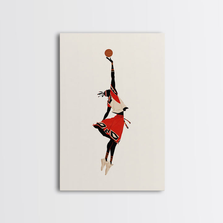 Maasai Warrior Basketball Leap Wall Art, African Warrior Art, African Wall Decor, Afrocentric Sports Canvas Print Gift Decor