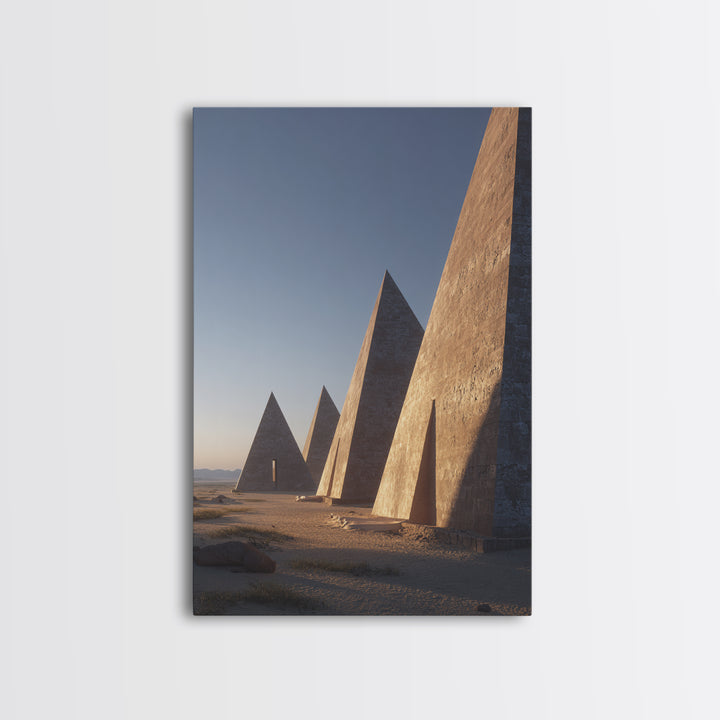 Row Of Monumental Pyramids Wall Art, African Egyptian Art Print, Modern Architecture, Desert Landscape, Statement Wall Decor