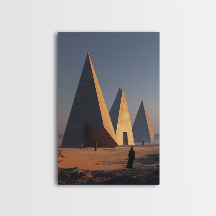 Modern Nubian Pyramids At Sunset Wall Art, African Egyptian Art Print, Ancient African Decor, Desert Architecture Poster