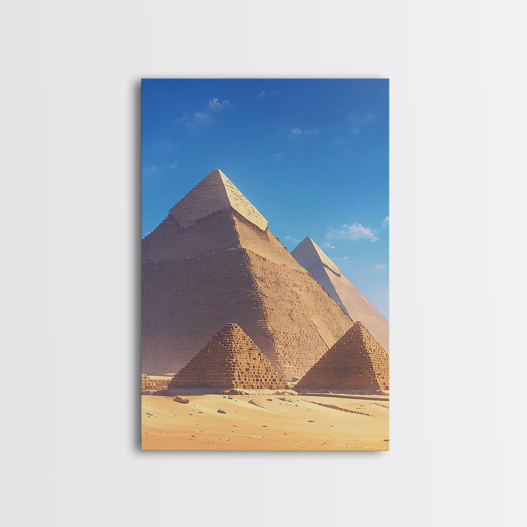 Sunlit Giza Pyramid Close Up Canvas Print, African Egyptian Art, Ancient African Wall Art, Desert Travel Poster, Home Decor
