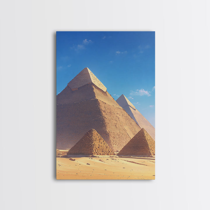 Sunlit Giza Pyramid Close Up Canvas Print, African Egyptian Art, Ancient African Wall Art, Desert Travel Poster, Home Decor