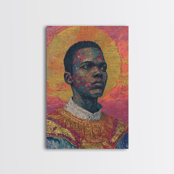 Radiant Black Man Portrait With Golden Halo Wall Art, African American Art, Afrocentric Decor, Black Culture Gift, Statement Home Decor
