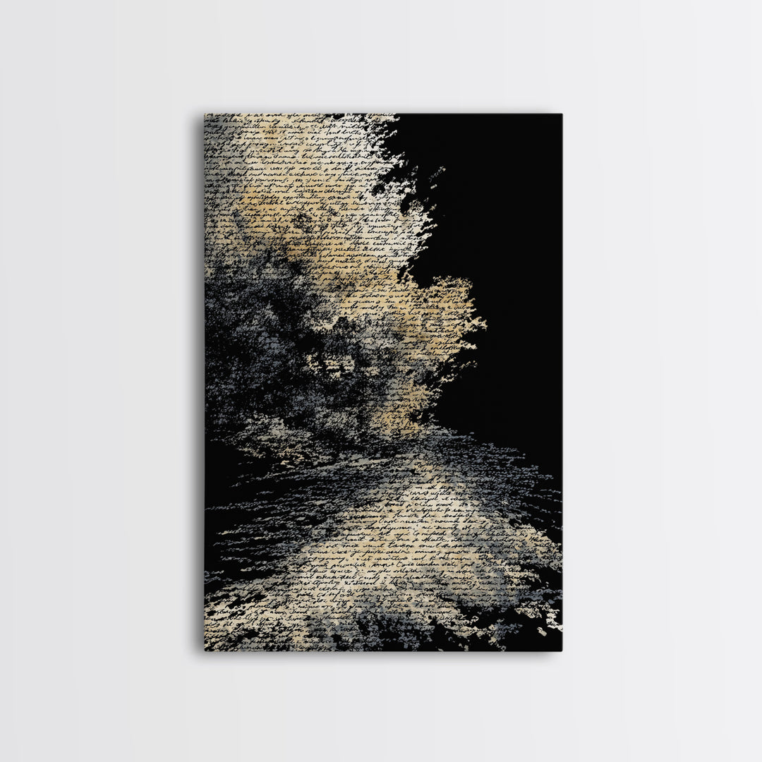 Moody Black And White Figure In Textured Shadows Canvas Print, Abstract Black Art, Minimalist Wall Decor, Gallery Art, Modern Art