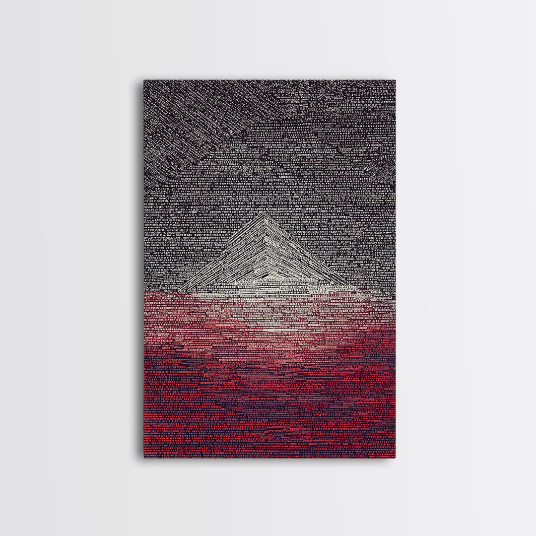 White Pyramid Over Crimson Horizon Wall Art, African Egyptian Art, Geometric Wall Art, Modern Black Decor, Statement Gift