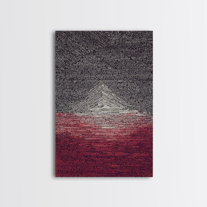 White Pyramid Over Crimson Horizon Wall Art, African Egyptian Art, Geometric Wall Art, Modern Black Decor, Statement Gift