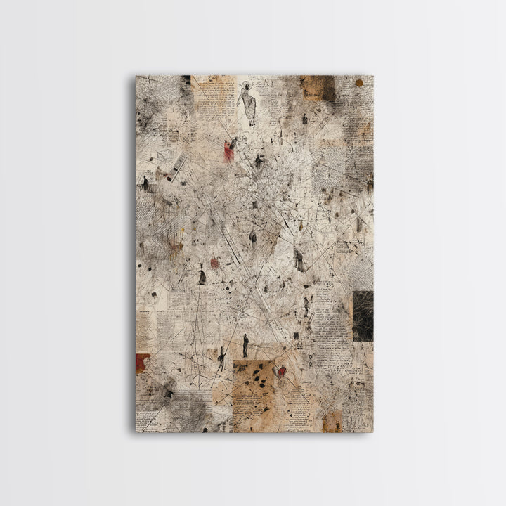 Minimal Abstract Figures On Parchment Wall Art, Contemporary Art, Ethnic Wall Decor, Neutral Gallery Art, Unique Gift For Art Lovers