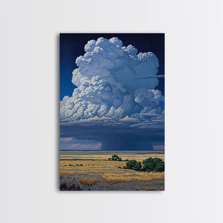 Towering Blue Thunderhead Over African Marsh Canvas Print, Serengeti Wall Art, Safari Decor, Bold Modern Home Decor Gift