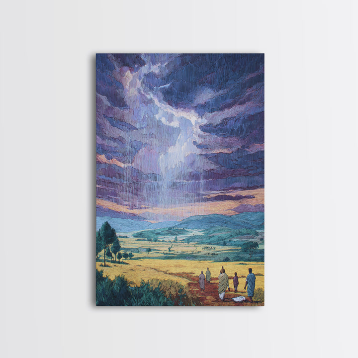 African Rainstorm Over Golden Plains Wall Art, Blue Sky Landscape Canvas, Cultural Decor, Afrocentric Gift For Living Room