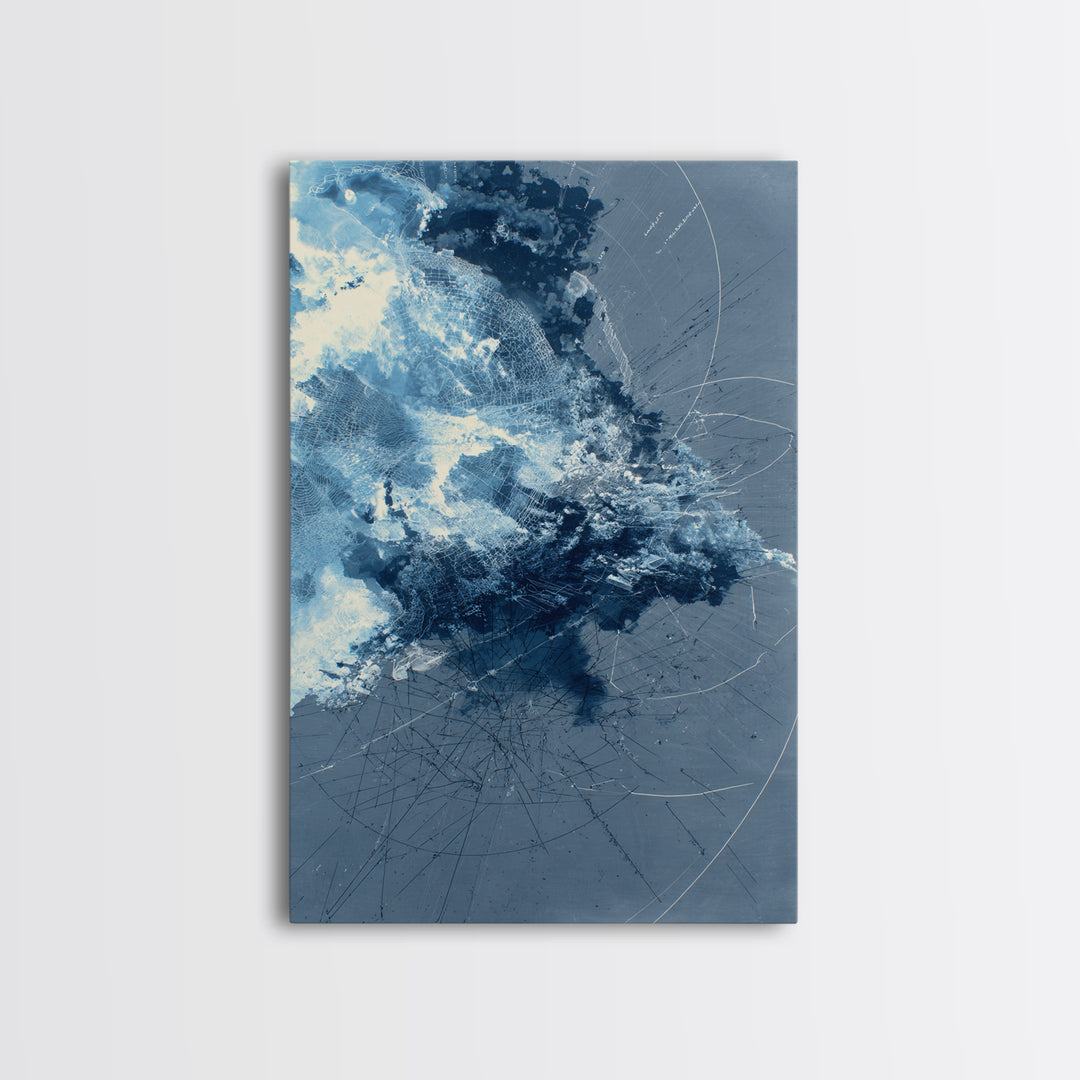 Blue Storm Abstract Energy Canvas Print, Modern Wall Decor, Large Abstract Wall Art, Contemporary Office Decor Gift For Home