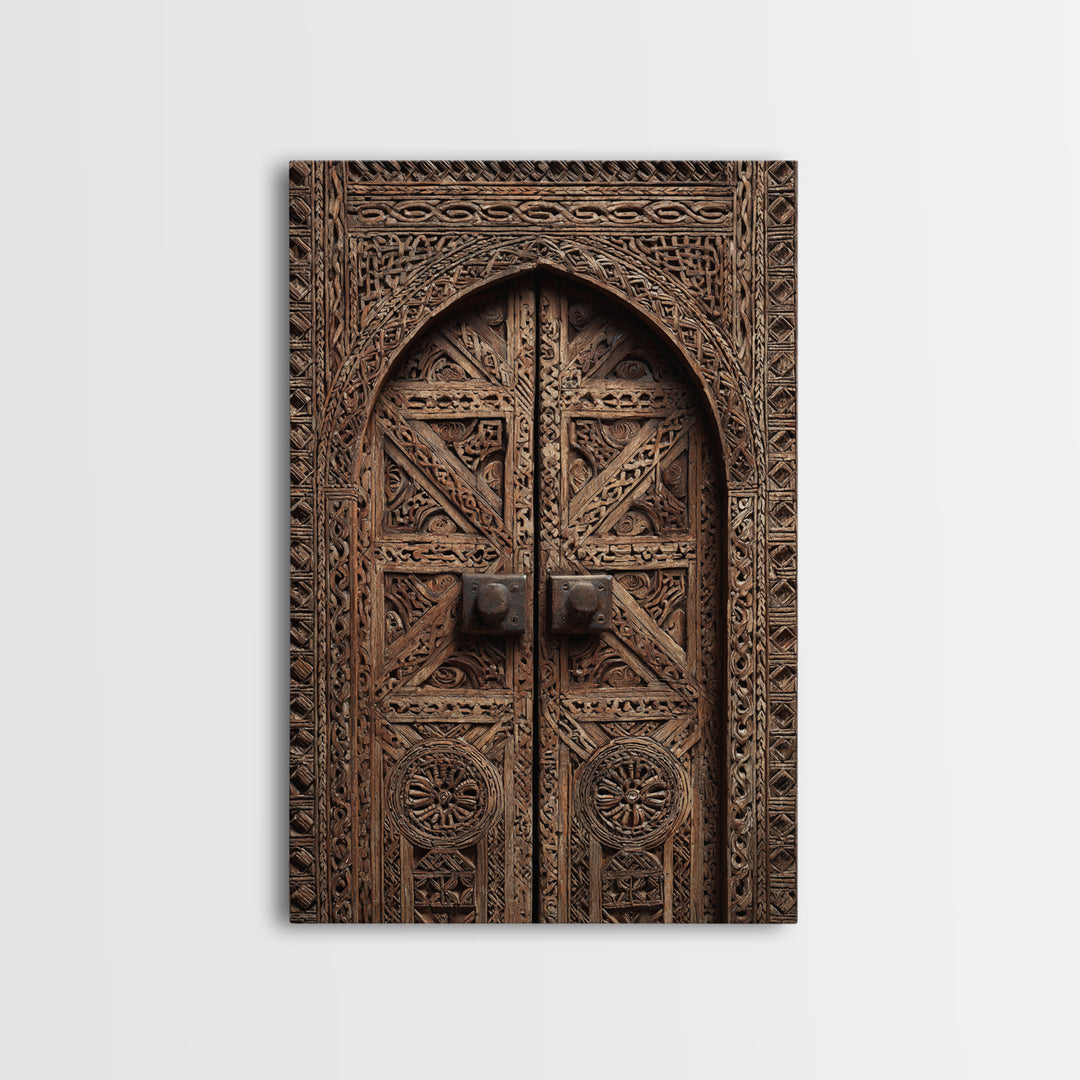 Intricate Rustic African Carved Door Wall Art, African Home Decor, Tribal Patterns, Wooden Architecture Poster Print, Housewarming Gift