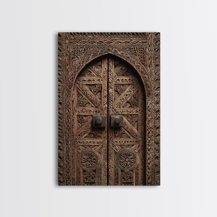 Intricate Rustic African Carved Door Wall Art, African Home Decor, Tribal Patterns, Wooden Architecture Poster Print, Housewarming Gift