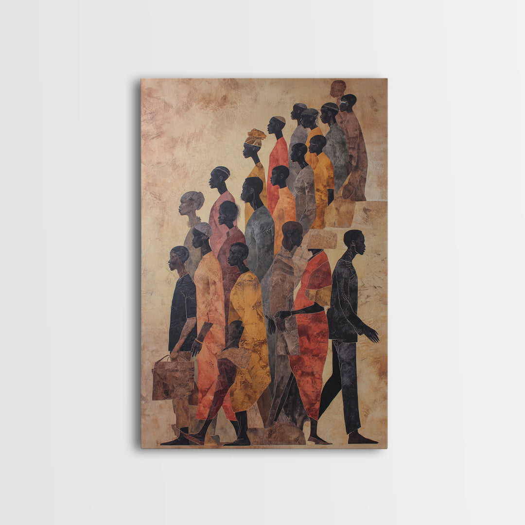 African Diaspora Procession Of Figures Wall Art, African American Art, Black Culture Art, Cultural Wall Art, Modern Black Art