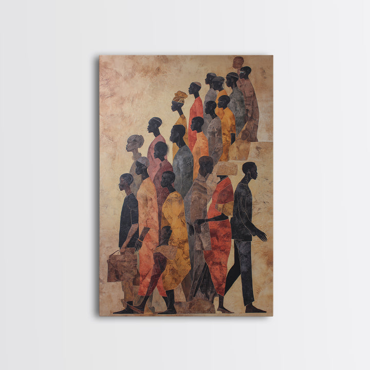 African Diaspora Procession Of Figures Wall Art, African American Art, Black Culture Art, Cultural Wall Art, Modern Black Art
