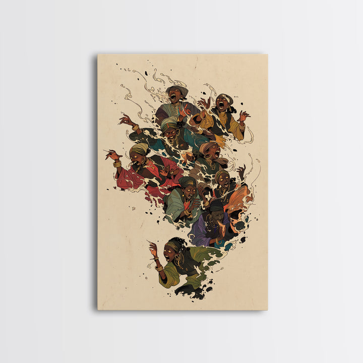 Africa Map Of Joyful Singing Women, Wall Art, African Women Art, Black Girl Magic Poster, Afrocentric Culture Decor Gift