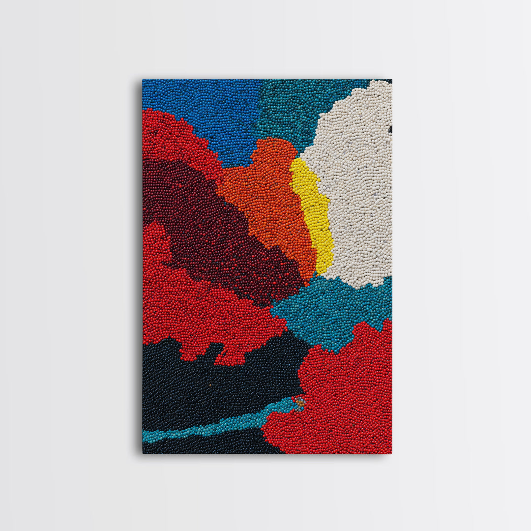 Vibrant Beaded Abstract Landscape Wall Art, African Inspired Color Field Canvas Decor, Modern Boho Nature Art Print Gift