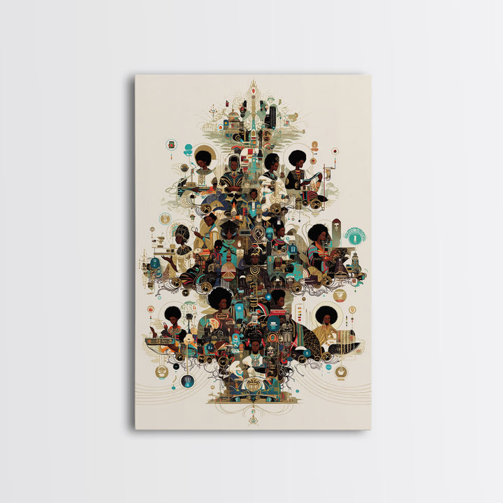 Afrofuturist Black Women Community Collage Wall Art, African American Art Print, Tech Culture Afrocentric Home Decor Gift