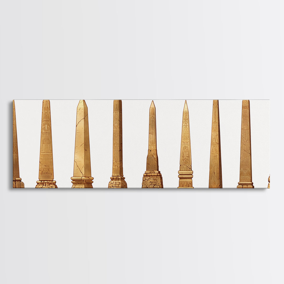 Egyptian Obelisk Collection Wall Art, Ancient African Art, Minimalist Canvas Print, Neutral Museum Gallery Home Decor Gift