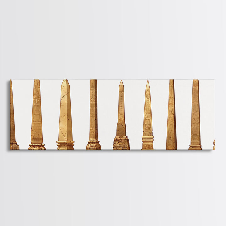 Egyptian Obelisk Collection Wall Art, Ancient African Art, Minimalist Canvas Print, Neutral Museum Gallery Home Decor Gift