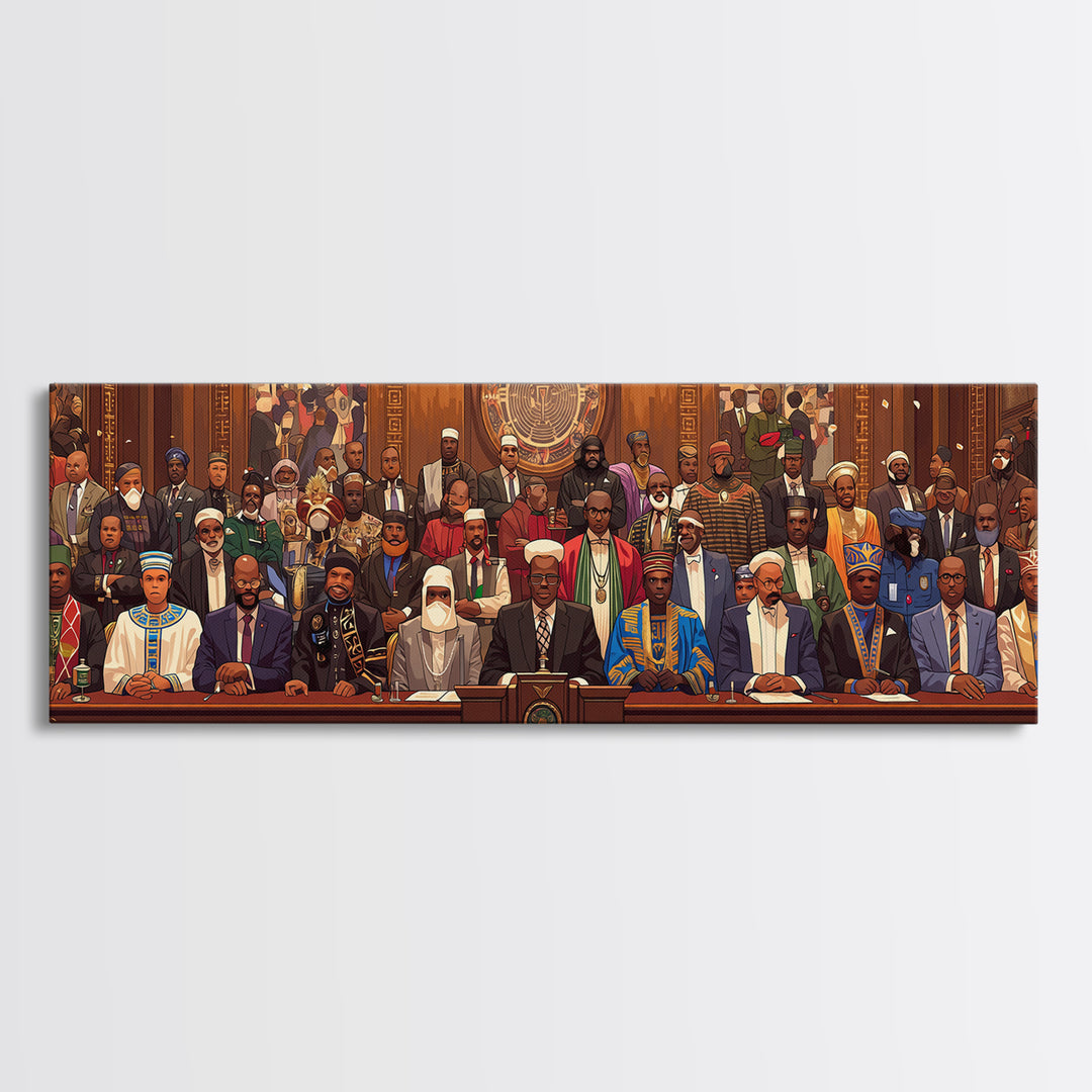 Pan African Assembly Of Leaders Wall Art, African American Art, Black Culture Art, Cultural Wall Decor, Juneteenth Art Gift