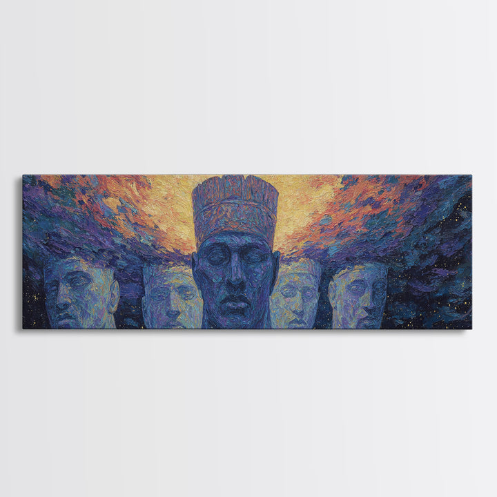 Cosmic Ancestral African Faces Canvas Print, African Portrait, Black African Art, Spiritual Wall Art, Afrocentric Home Decor