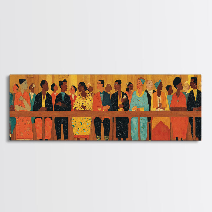 Elegant African Community Gathering Wall Art, Black Culture Canvas Print, Afrocentric Decor, Juneteenth Home Decor Meaningful Gift