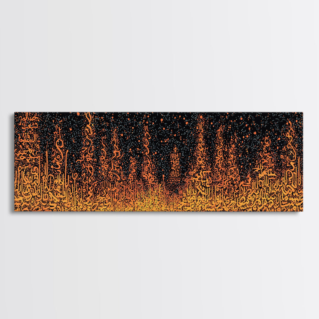 Orange Glowing Skyline Abstract Canvas Print, Modern Wall Decor, Burnt Orange Art, Statement Wall Art Prints, Luxury Canvas Art