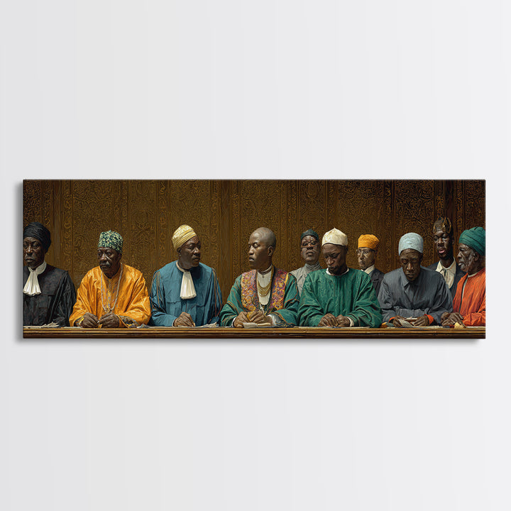 African Elders Tribunal Portrait Wall Art, African American Art, Black Culture Art, Cultural Wall Decor, Statement Canvas Print