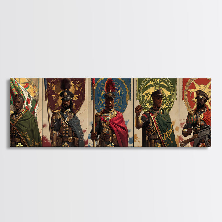 Regal African Warriors Framed Canvas Print, Ceremonial Soldier Portraits, African Warrior Art, Black Culture Wall Decor Gift