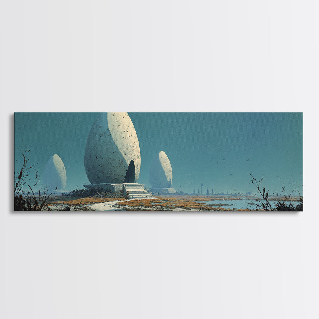 Surreal White Dome Landscape Wall Art, Sci Fi Canvas Print, Modern Wall Decor, Nature Scene Art, Unique Home Decor Gift, Poster