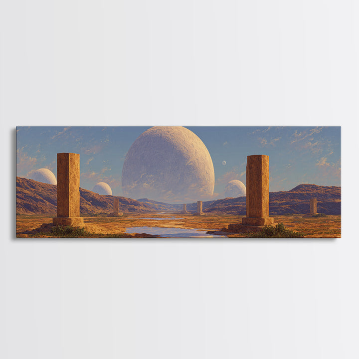 Desert Monolith Planet Canvas Print, Surreal Landscape Wall Art, Modern Canvas Art, Large Decor Art, Living Room Decor Gift