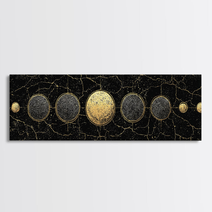 Gold Planet Alignment Wall Art, Black And Gold Art, Geometric Wall Art, Abstract Canvas Print, Luxury Canvas Art Decor Gift
