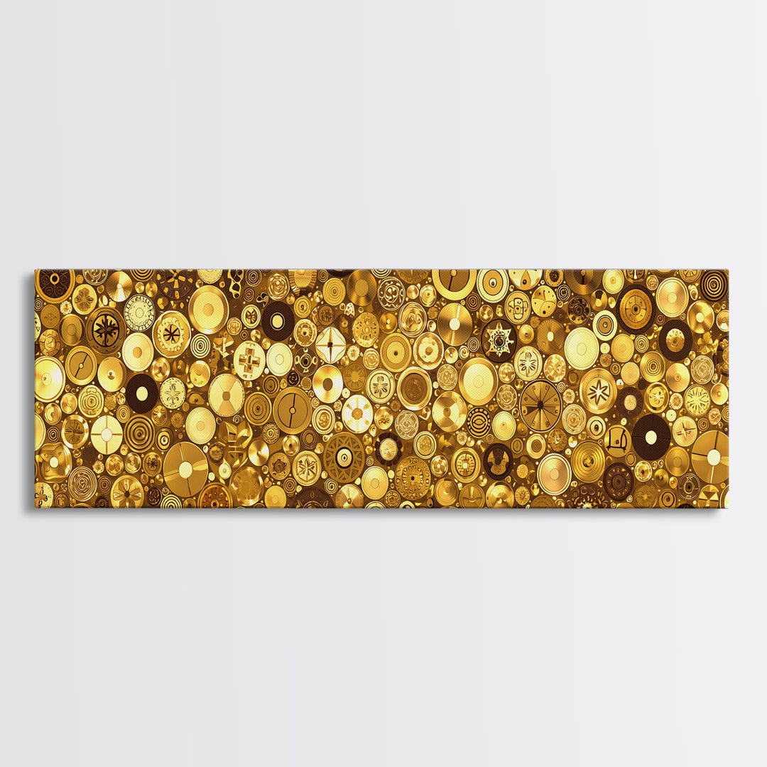 Gold Coin Mosaic Circles Wall Art African Abstract Art Print Luxury Canvas Decor Modern Geometric Wall Decor For Elegant Home