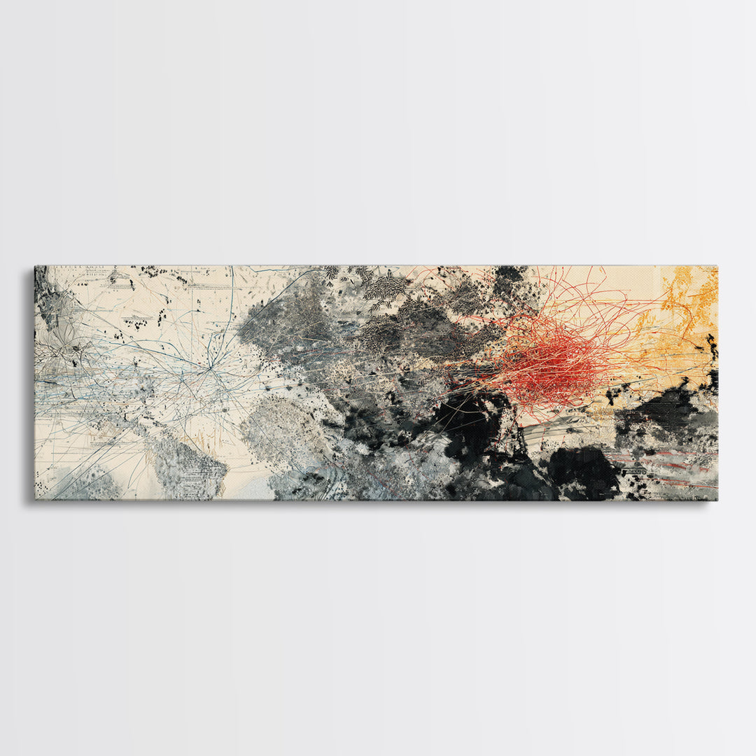 Beige Black Red Abstract Horizon Wall Art, Modern Canvas Art, Large Wall Art, Earth Tone Wall Decor, Statement Home Decor