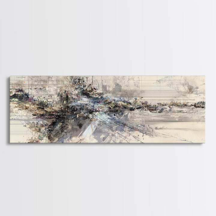 Neutral Ink Architectural Abstract Wall Art, Modern Canvas Art, Beige Wall Art, Office Decor, Contemporary Gallery Print