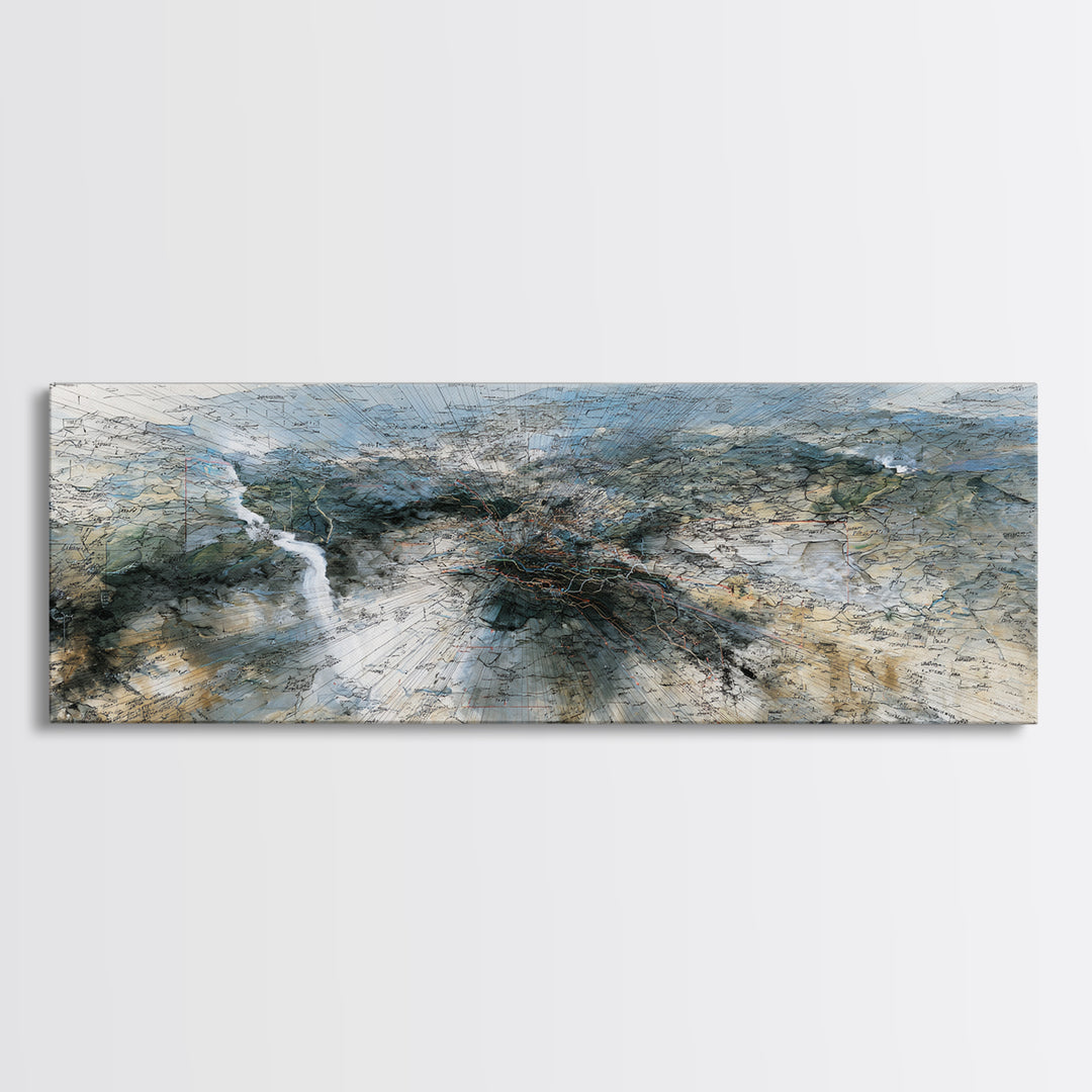 Vast African Landscape With River Canvas Print, Serengeti Wall Art, Earth Tone Abstract Art, Nature Scene Decor For Home