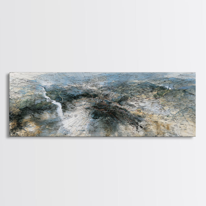 Vast African Landscape With River Canvas Print, Serengeti Wall Art, Earth Tone Abstract Art, Nature Scene Decor For Home