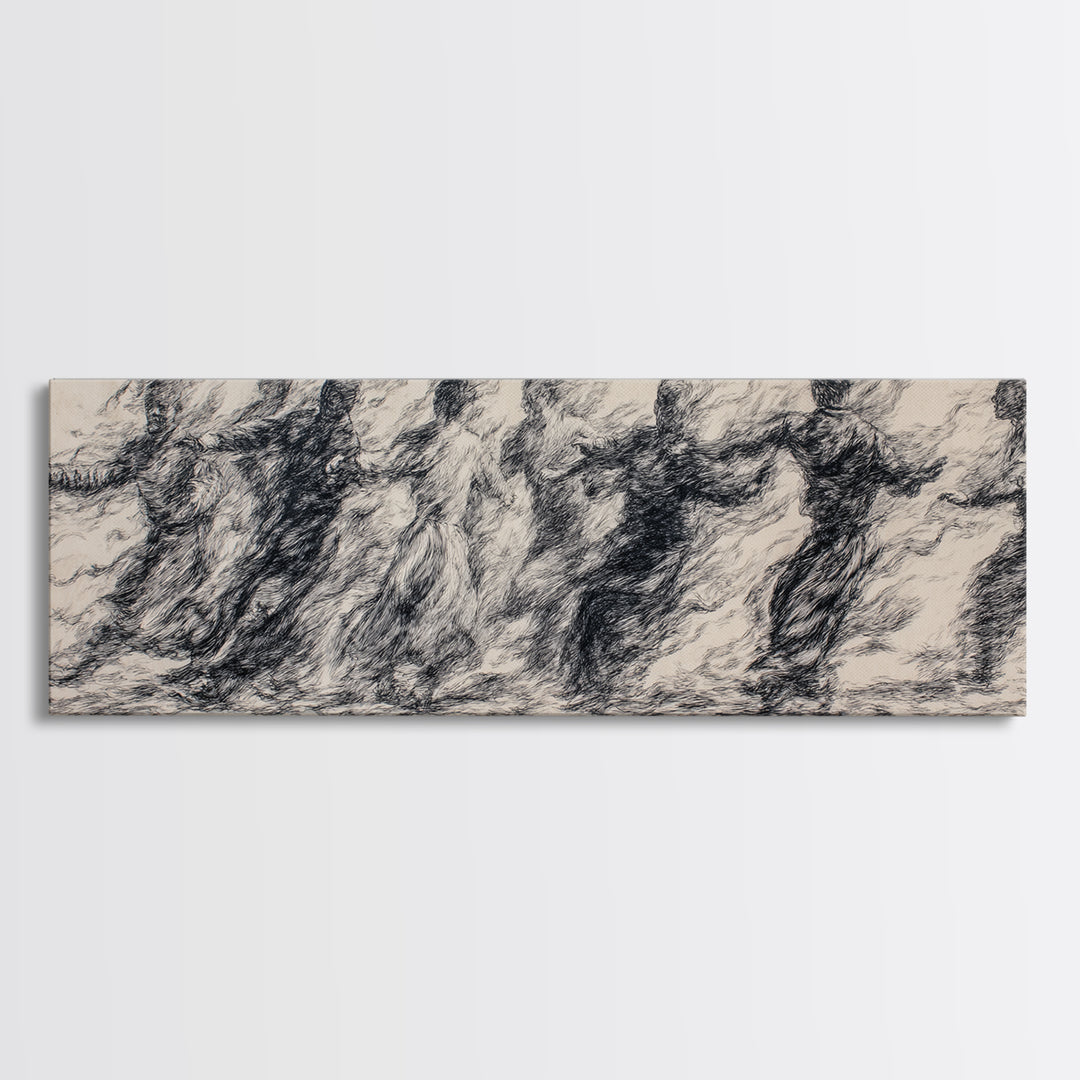 Smoky Charcoal Figures In Motion Wall Art, Abstract African Art Print, Minimalist Black Decor, Contemporary Gallery Piece