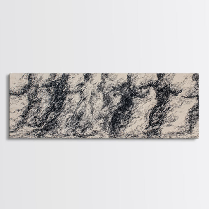 Smoky Charcoal Figures In Motion Wall Art, Abstract African Art Print, Minimalist Black Decor, Contemporary Gallery Piece
