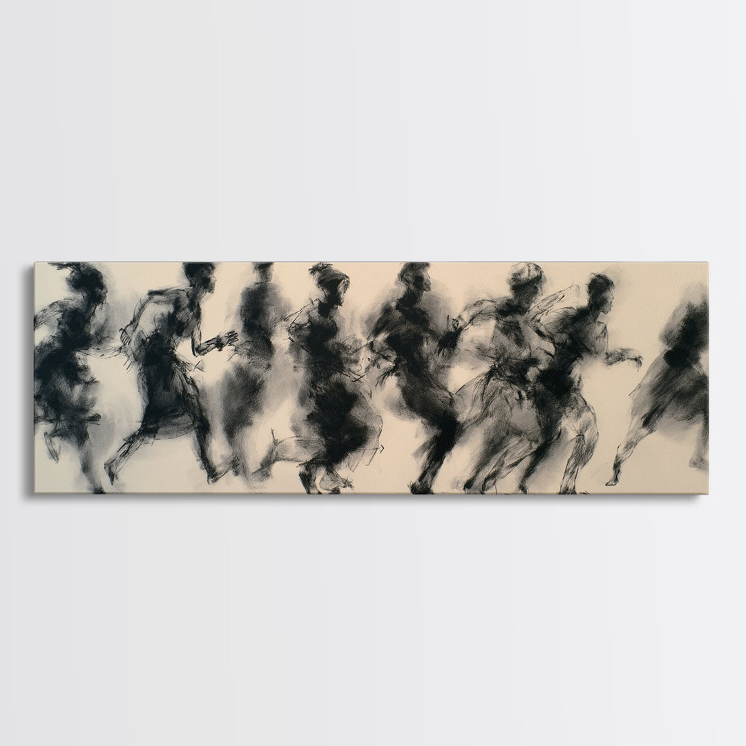 Running Silhouette Charcoal Study Wall Art, African Warrior Art, Abstract Black Art Print, Modern Office Decor, Statement Piece
