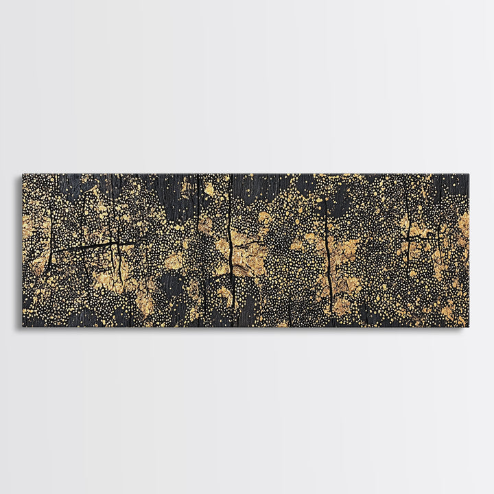 Gold Dot World Map Abstract Wall Art, African Travel Canvas Print, Black And Gold Design, Luxury Office Decor Gift For Him