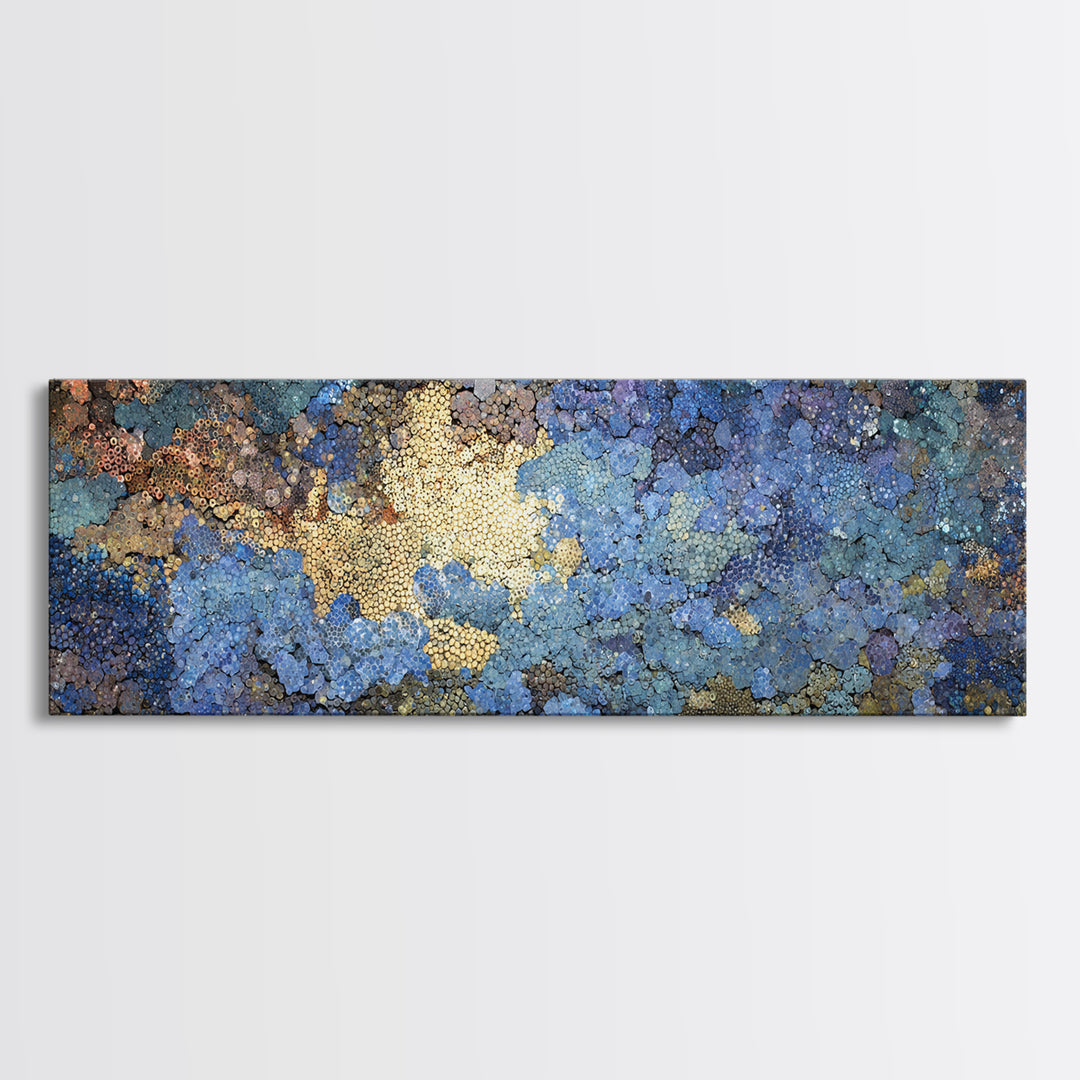 Blue Gold Textured Abstract Wall Art, Modern African Inspired Canvas Decor, Earth Tone Art Print For Office Or Bedroom Decor