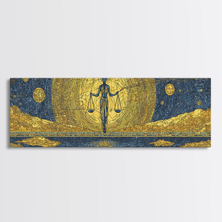 Golden Egyptian Goddess With Scales Wall Art, Ancient African Art, Black And Gold Desert Decor, Spiritual Cultural Wall Decor Gift
