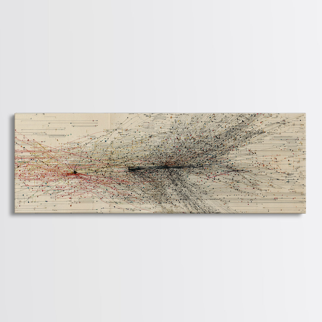Abstract Migration Wall Art, Black And Red Particle Swarm, Minimalist Motion Drawing, Modern African Inspired Decor Canvas