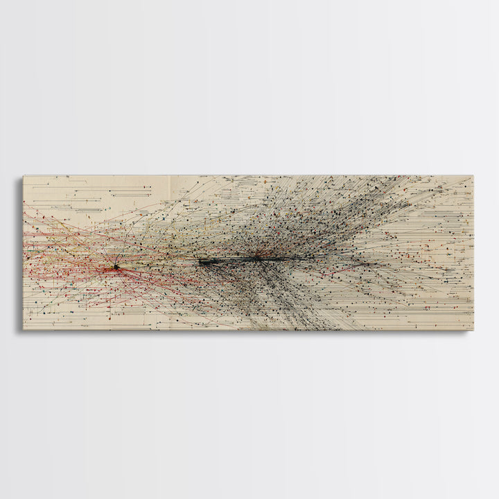 Abstract Migration Wall Art, Black And Red Particle Swarm, Minimalist Motion Drawing, Modern African Inspired Decor Canvas