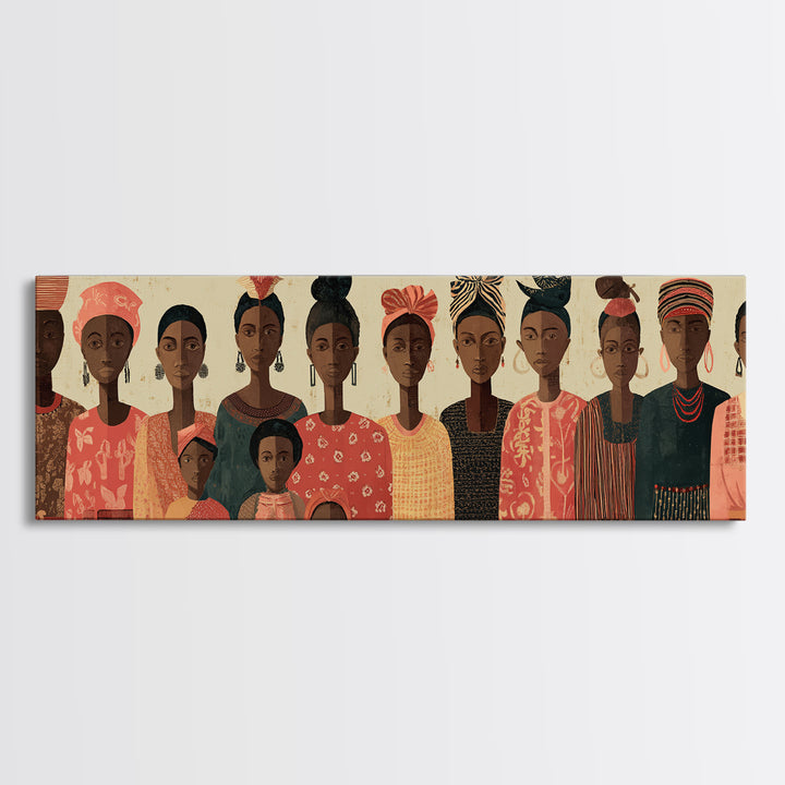 African Women Headwraps Canvas Print, Matriarch Family Portrait, Ankara Fashion Decor, Afrocentric Cultural Wall Art Gift