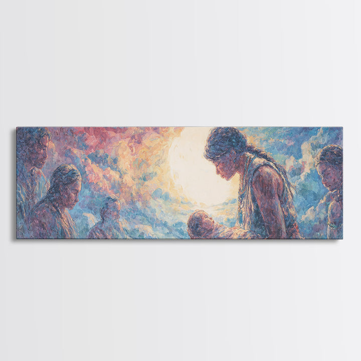 Tender Holy Family Nativity Wall Art, African American Art, Spiritual Black Family Portrait, Christian Home Decor Gift For Her